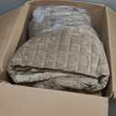 RECYCO Luxury Velvet Quilt King Size Bedding Set, Ultra Soft Velvet Comforter Set, Lightweight Quilted Channel Box Stitch Oversized Bedspread Coverlet for All Season, with 2 Shams, Natural Tan