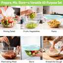 YUANYE 5 Pack Glass Mixing Bowls with Lids Set (5/2.5/1.5/0.9/0.6QT), Thick Glass Large Salad Bowl Set, Nesting Kitchen Bowls for Serving, Prepping, Cooking and Baking, Dishwasher,Oven,Microwave Safe