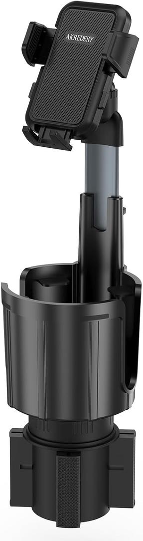 Car Phone Mount with Cup Holder Expander - Upgraded Anti-Shake 2-in-1 Cup Phone Holder for SUVS Trucks with Adjustable Aluminium Alloy Long Neck, fit for iPhone Samsung Galaxy (Black)