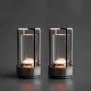 PIKAFOX 2 Pack Crystal Lantern lamp with Touch Dimming, Rechargeable LED Table Lamp, 3-Color Adjustable Brightness, 4200mAh Battery Powered Desk Light for Bedroom, Restaurant, Outdoor