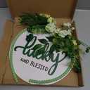 16 Inch St. Patrick's Day Wreath Door Hanger - Lucky Blessed Shamrock Decor with Green Floral Accents, Festive Wall/Door Decoration for Home Party Irish Holiday