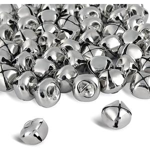 BigOtters 50 Pcs Jingle Bells for Crafting, 1 Inch Craft Bells Bulk for DIY, Home Christmas Decoration, Silver