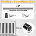 100 Pack 36" Aluminum Deck Balusters, 3/4" Diameter Black Metal Deck Spindles with Connectors and Screws, Hollow Round Aluminum Deck Balusters for Deck Railing, Staircase, Porch, Patio, etc.