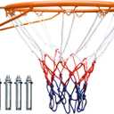 18" Basketball Rim Replacement, Wall Door Mounted Basketball Rim, Heavy Duty Basketball Flex Rim Goal Replacement with Net Fits In-Ground & Wall-Mounted Basketball Hoops, Indoor/Outdoor