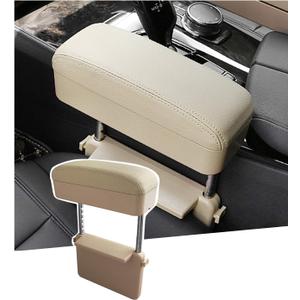 SKTU Auto Car Armrest Extender Support Elbow & Forearm Arm Wrist Rest Support Adjustable Height Comfort Pad Universal Fit for Most Car Models Center Console, Beige