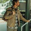 Huckberry Flint and Tinder Men's Flannel-Lined Waxed Trucker Jacket, Water & Weather Resistant Mens Jacket, L