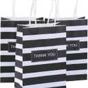 50Pcs Thank You Small Paper Gift Bags Bulk, 5.25" x 3.75" x 8" Kraft Paper Bag for Party Favors,Valentine's Day, Birthday, Wedding, Thanksgiving,Goodie, Retail,Employee appreciation - Black