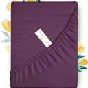 Carressa Linen 100% Egyptian Cotton Full Fitted Sheet Only - 800 Thread Count 16" Deep Pocket Fitted Sheet, Durable Soft Sateen, All-Around Elastic, Head/Foot Side Indicators, Plum Full Fitted Sheet