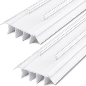 Pushglossy 2 Pcs Kerf Style Door Bottom 36" Long 1 3/4" Wide Replacement Threshold Seal with Vinyl Fins Weatherstrip Draft Stopper for Interior Exterior Doors(White)