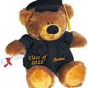 Tri Color Graduation Bear 12" Plush Class of 2025 Gift Graduate High School College University Associate Master Bachelor Degree