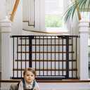 Cumbor 29.7-48" Baby Gate for Stairs, Mom's Choice Awards Winner-Dog Gate for Doorways, Auto Close Safety Pet Gate for Dogs Indoor, Easy Install Pressure Mounted Child Gate with Walk Thru Door, Black