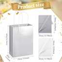 Colarr 50 Pcs 8.2 x 5.9'' Glitter Kraft Paper Favor Bag with 100 Tissue Wrapping Paper Bulk, Xmas Wrap Bags Gift with Handle for Christmas Wedding Bridal Baby Shower Birthday(Silver)