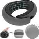 Travel Neck Pillow for Airplane - 100% Memory Foam 360 Ergonomic Support - Adjustable Velcro, Washable Velvet Cover & Compact Storage Case - Flight Essentials for Sleeping(Grey)