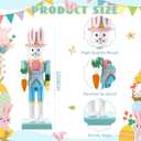 Chunful Easter Bunny Nutcracker 10 Inch Traditional Rabbit Wooden Nutcrackers Easter Decor Wood Decorative Tabletop Figurine Green Bunny Ornament for Tabletop Plaque Decor