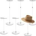 Acrylic Clear Hat Display Stand, 12" to 17" Adjustable Height Hat Holder, Wig Hat Display Rack, Round Acrylic Risers for Display Hat (6 pcs)