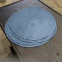 FunWheat Round Braided Placemats Set of 4 Table Mats for Dining Tables Woven Washable Non-Slip Place mats 15inch (Blue, 4pcs)