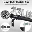 2 Pack Boho Black Curtain Rod, Decorative Curtain Rods for Windows 30 to 56 Inch with Handmade Leaf Finials, 1 Inch Adjustable Heavy Duty Rustic Farmhouse Window Treatment Rods, Easy Install