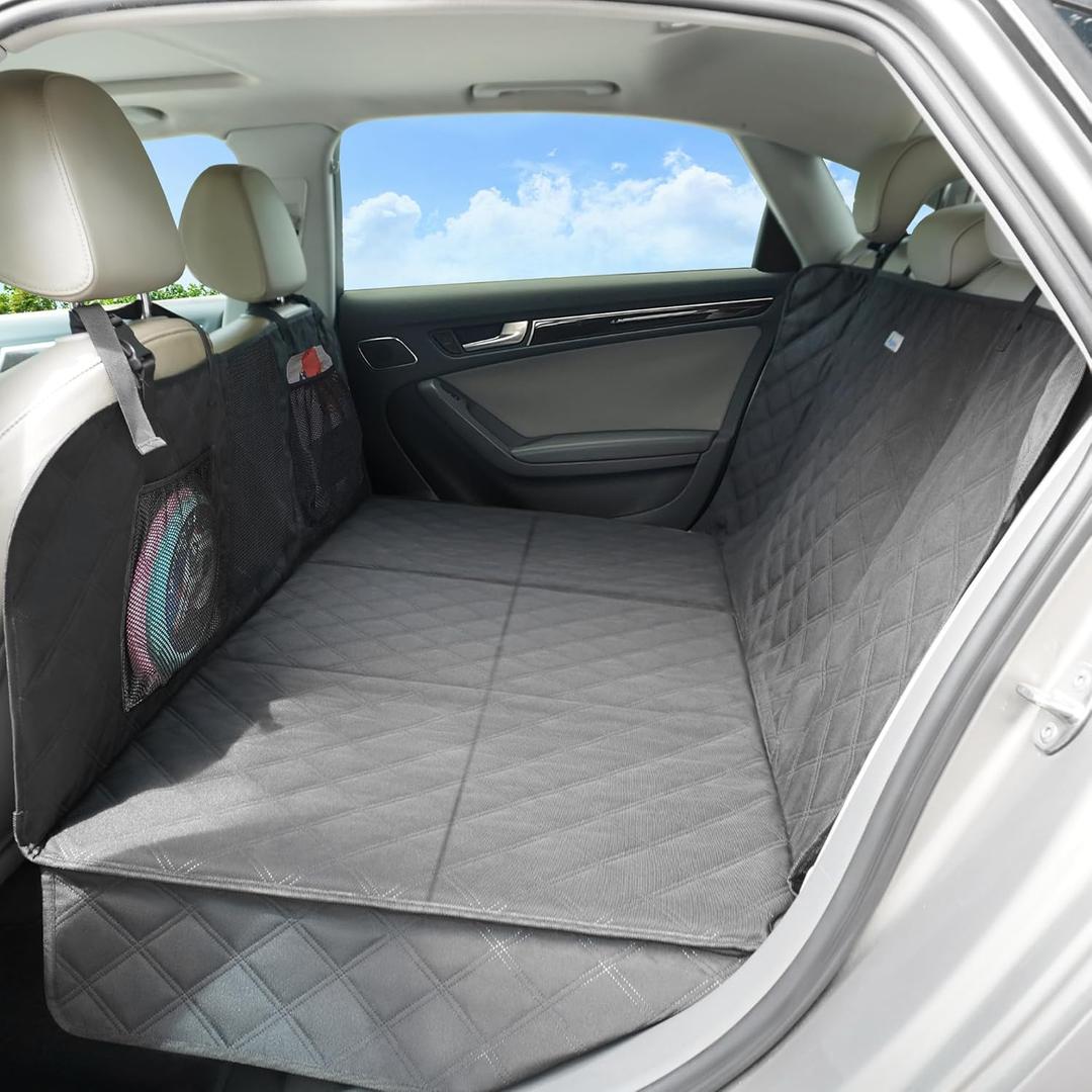 ALLANSING Back Seat Extender for Dogs- Hard Bottom Car Seat Cover for Pets, Heavy-Duty 900D Waterproof Non-Slip Dog Hammock for Most Cars, SUVs, & Small Trucks (Black, Regular)