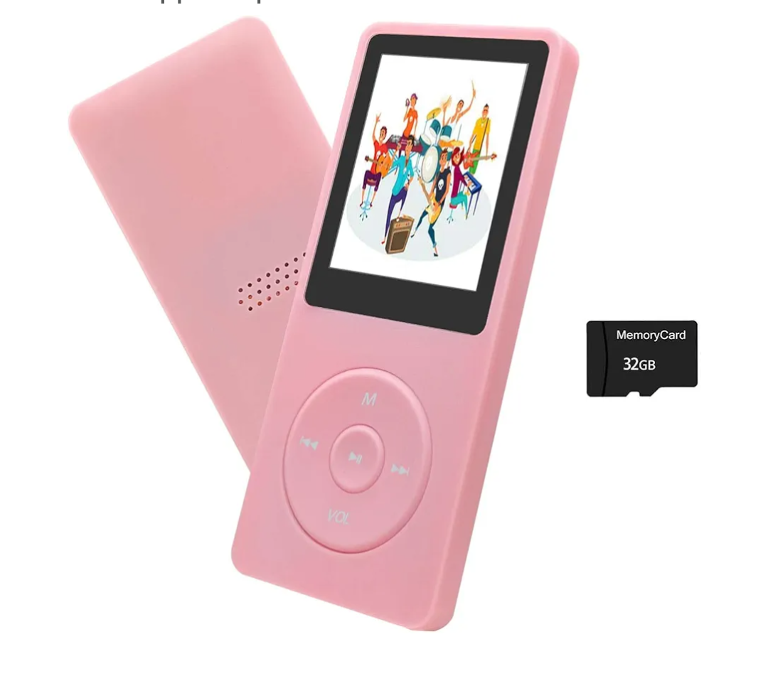 MP3 Player 32GB with Speaker Earphones Portable Music Player for Kids Support FM Radio Voice Recorder E-Book Support up to 128GB Pink