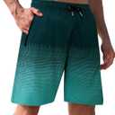 APTRO Men's Swim Trunks 9 inch Bathing Suit Board Shorts with Zipper Pockets Swimming Swimsuit Beach Shorts Big and Tall (Large, A02 Black Green)