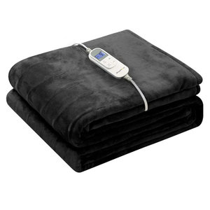 Wapaneus Foot Pocket Heated Blanket Electric Throw with 10 Heating Levels and 4 Timer Settings 4 Hours Auto Shut Off, Flannel Fast-Heating Heated Throw 50" x 60", Machine Washable, Black