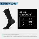 BAMBOO COOL Men's Crew Socks Athletic Running Sports Socks, Cushioned Moisture Wicking, Breathable Arch Support 6 Pack (Black, XL)