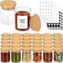4OZ Glass Spice Jars with Bamboo Lids and 315 Labels, 32 Pcs Clear Food Storage Containers for Kitchen Sugar Salt Coffee Tea Beans