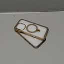 [CD Metal Ring Stand + Built-in Privacy Screen Protector] Magnetic Case for iPhone 16 Pro 6.3" [Soft Bumper Full Signal] [Compatible with MagSafe] 9H Glass Full Body Shockproof Clear Case, Gold