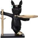 Bulldog Key Holder Bowl Statue, Mens Bedroom Essentials for Cool Decor,Modern Home Decor for Cute Frenchie,Accessories Bulldog Gifts,Candy Dish, For Table Decor and Office Small Object Tray (Black)
