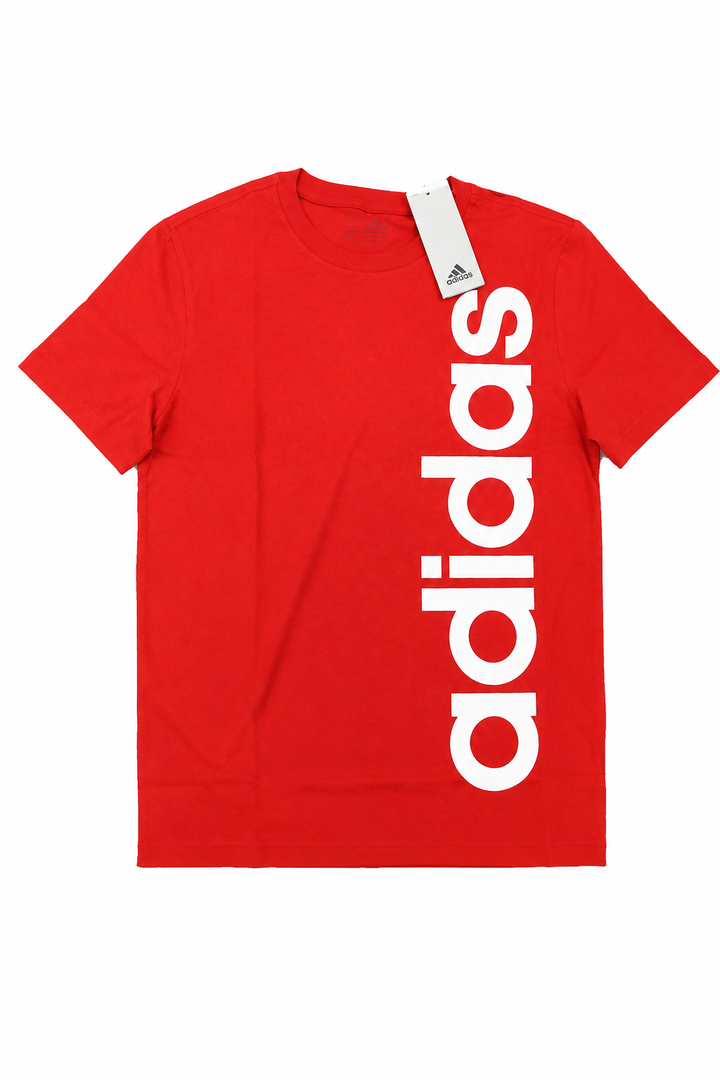 Adidas Boys Short Sleeve Linear Logo T-Shirt (Red, L)