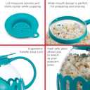 Ecolution Patented Micro-Pop Microwave Popcorn Popper with Temperature Safe Glass, 3-in-1 Lid Measures Kernels and Melts Butter, Made Without BPA, Dishwasher Safe, 1.5-Quart, Teal