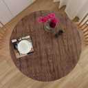 NLMUVW Round Fitted Vinyl Tablecloth with Elastic Edge 100% Waterproof Oil Proof PVC Table Cloth Wipe Clean Table Cover for Indoor and Outdoor, Dark Wood, 40"- 44"