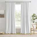 Room Darkening Curtains 144 Inches Long 12 FT Back Tab Extra Long Solid Linen Textured Drapes for Living Room/Bedroom Wall Tall Curtains High Ceiling Long 2 Story Snow White