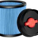 Shop-Vac 90350/90304/90344 Cartridge Filter with Upgraded Universal Retainer, Fits Most 4-16 Gallon Shop-Vac Wet/Dry Vacuums, High Efficiency Nanofiber Filtration Paper, Reusable, 1 Pack