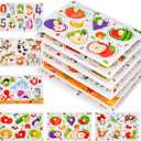 Wooden Peg Puzzles for Toddlers 1-3, 6 PCS Toddler Puzzles Set(Vegetables, Numbers, Fruits, Insects, Sea and Animals), Great Preschool Learning Puzzle Toys for Girls and Boys
