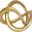 Gold Knot Statue Decor Gold Modern Geometric Sculpture Home Decor Unique Round Knick Knacks Shelves Decorative Abstract Cube Golden Centerpiece for Living Room Shelf Office Coffee Table Decoration