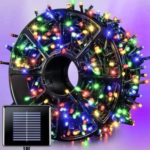 JMEXSUSS 600 LED Solar Christmas Lights Outdoor, 206.7 ft Multi Colored Christmas Lights Outdoor Waterproof, 8 Modes Solar String Light for Outside Garden Yard Patio Tree Xmas Decorations