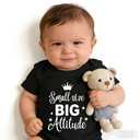 UNIFACO Baby Bodysuit for Boys and Girls, Small Size Big Attitude (Black, S)