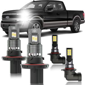 for 2004-2014 Ford F150 FOG Lights Bulbs Combo, 4pcs Super Bright White Dual Beam and Fog Lights Blubs Package, 1:1 Size as Stock Bulbs, Plug and Play