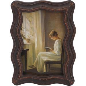 Vintage Picture Frame 4x6-Ornate Frame 4x6 - Elegant Antique Frames 4x 6 With Glass Front,Fancy Wavy Frame 4 X 6 For Tabletop And Wall Mounting, Victorian Photo Frames 4 By 6 (Wood Brown, 4X6)