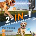 Delupet 2-in-1 Dog Bark & Shock Collar 4500FT Dog Training Collar with Remote, 3 Training Modes & LED Light, IPX8 Waterproof E Collars with Anti-Barking for Small Medium Large Dog (Titanium)