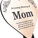 OriginDesigned MOM Heart Memorial Remembrance Plaque Stake - Metallic Silver/Gold/Copper Acrylic, Waterproof, Outdoor, Grave Marker, Tribute, Plant Marker (Gold)