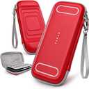 Mumba Carrying Case for Nintendo Switch 2 2025, Hard Shell Protective Carry Bag with 12 Game Cart Slot, Light weight and Portable Travel Case with Dual Zipper and Wrist Strap(Red) (Mini)