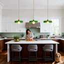 Pendant Lights Kitchen Island: Mid-Century Modern Hanging Light Fixture - Glass Pendant Lamp for Entryway Dining Room Over Table Bedside (Green, 35cm/13.78inch)