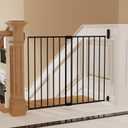 Adjustable Baby Safety Swing Gate, Hardware-Mounted Metal Gate for Stairs and Doorways, Secure Latch for Kids and Pets (Black, 24"-40.5" W x 28.75" H)