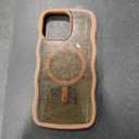 BENTOBEN for Magnetic iPhone 15 Pro Max Case, Cute Curly Wavy Frame Bumper [Compatible with Magsafe] Clear Glitter Sparkly Slim Shockproof Protective Girly Women Men Boys Phone Cover, Desert Titanium