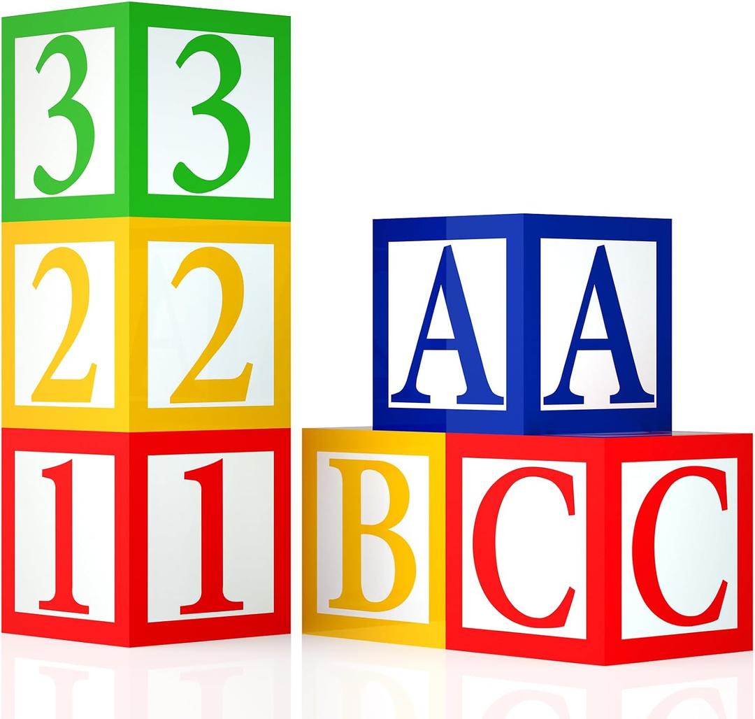 6 Pcs ABC 123 Party Decorations Back to School Decoration ABC Alphabet Party Favor Balloon Box, Block Boxes Favor Balloon Boxes Inspire Story Birthday Party Decor for School Baby Shower, 11.8 x 11.8 x 11.8 inches