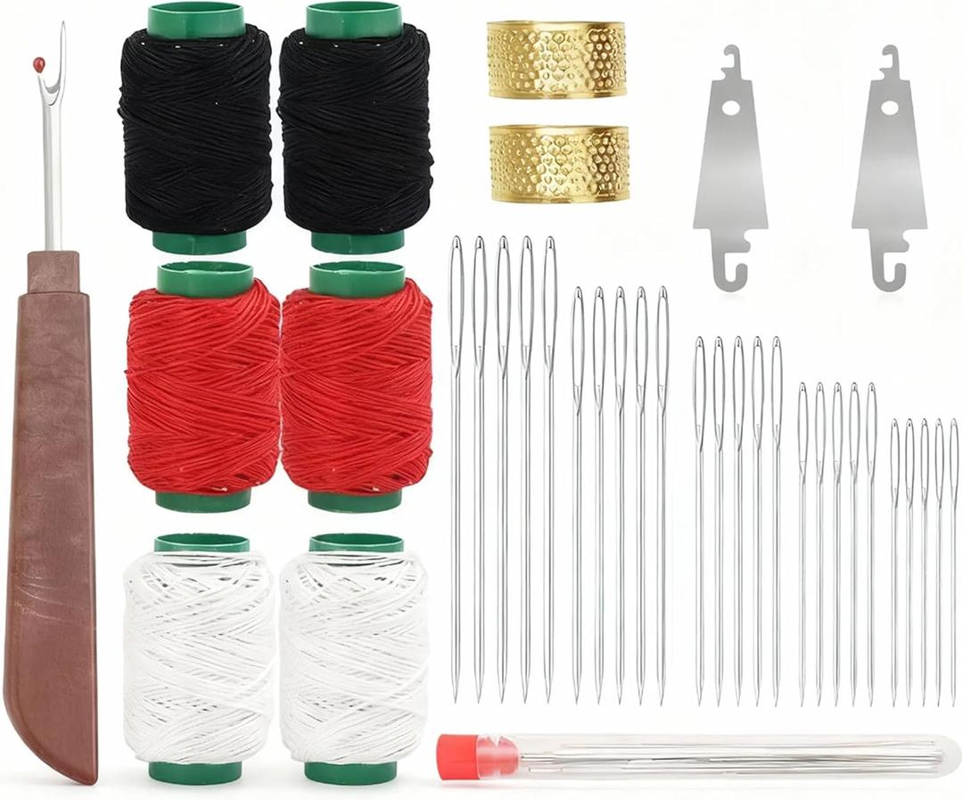 Portable 37 PCS Hand Sewing Kit with Storage Box - Upgraded Large Eye Stainless Steel Needles, Fabric DIY Craft & Mending Tools.