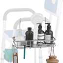 Rustproof Hanging Shower Caddy for Shower Chair, Stainless Steel Bathroom Basket for Bath Chair Bench,Showers Caddy Chair, Shampoo Bottle Holder for Elderly, Pregnant, Handicap, Patient (Armrest)