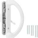 Sliding Patio Door Handle Pull Set, White Diecast Non-Keyed Gate Handle Set for Mortise Lock Style Glass Door, Replacement Handle for Sliding Glass Door Fits 3-15/16 Hole Spacing